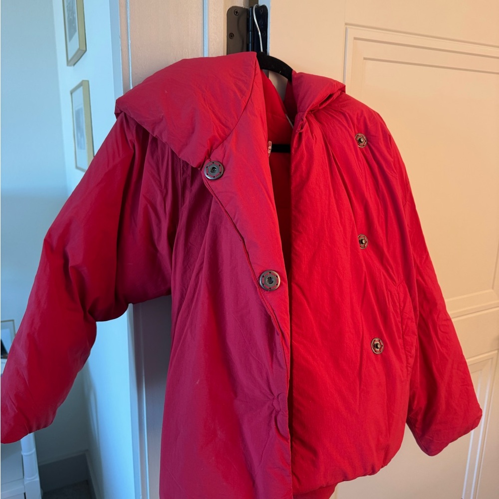 Free People Vibrant Red Puffer Coat